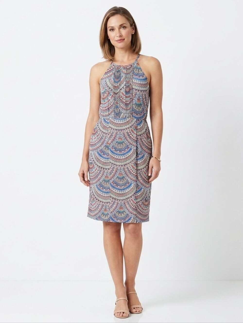 Adventura Celia Organic Cotton Blue and Purple Sleeveless Midi Sundress Size S